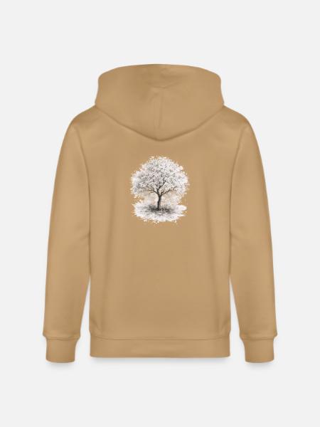 Cherry Blossom Tree – Monochrome Botanical - Stanley/Stella Cultivator Organic Zip Hoodie - 