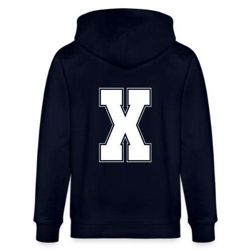 White Letter X – Varsity Alphabet Monogram - Stanley/Stella Cultivator Organic Zip Hoodie