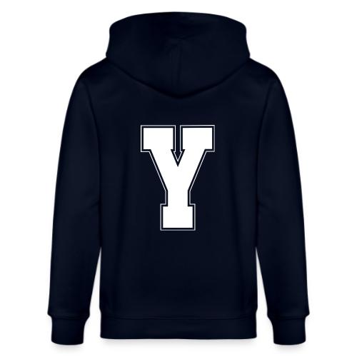 White Letter Y – Varsity Alphabet Monogram - Stanley/Stella Cultivator Organic Zip Hoodie