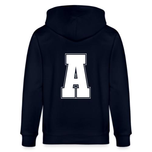 White Letter A – Varsity Alphabet Monogram - Stanley/Stella Cultivator Organic Zip Hoodie