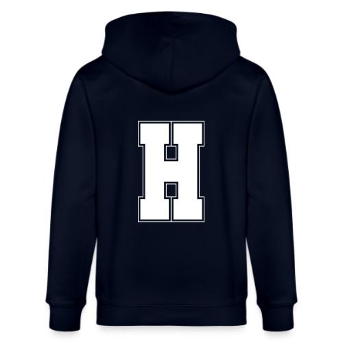 White Letter H – Varsity Alphabet Monogram - Stanley/Stella Cultivator Organic Zip Hoodie