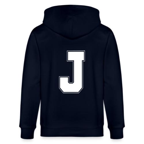 White Letter J – Varsity Alphabet Monogram - Stanley/Stella Cultivator Organic Zip Hoodie