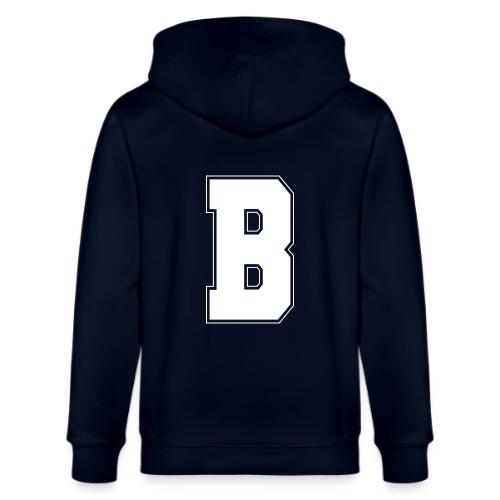 White Letter B – Varsity Alphabet Monogram - Stanley/Stella Cultivator Organic Zip Hoodie