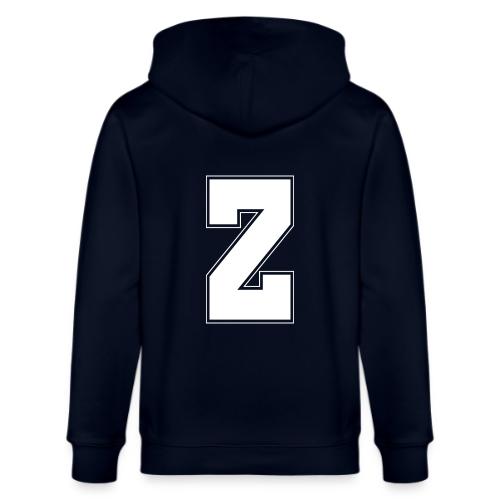 White Letter Z – Varsity Alphabet Monogram - Stanley/Stella Cultivator Organic Zip Hoodie