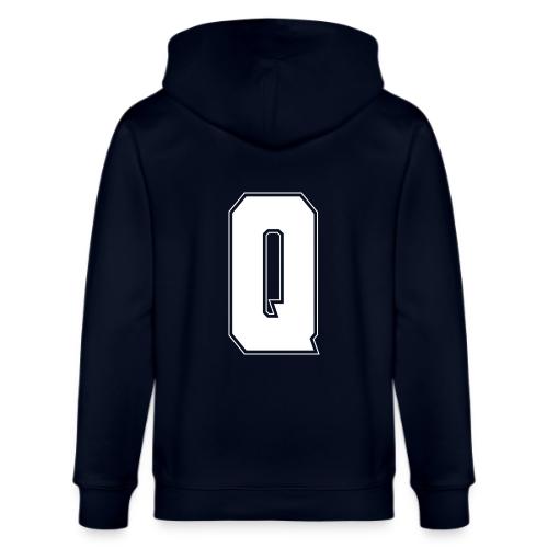 White Letter Q – Varsity Alphabet Monogram - Stanley/Stella Cultivator Organic Zip Hoodie