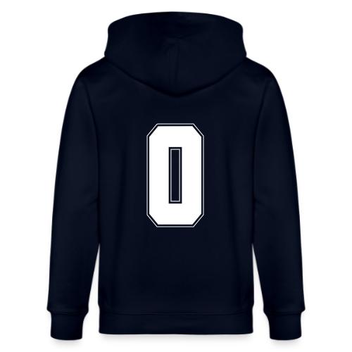 White Number 0 – Varsity Font - Stanley/Stella Cultivator Organic Zip Hoodie