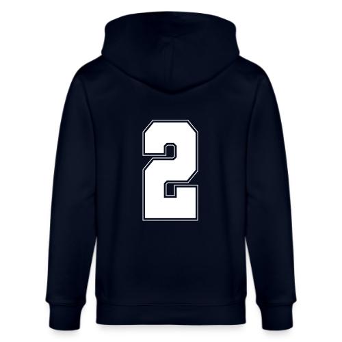 White Number 2 – Varsity Font - Stanley/Stella Cultivator Organic Zip Hoodie