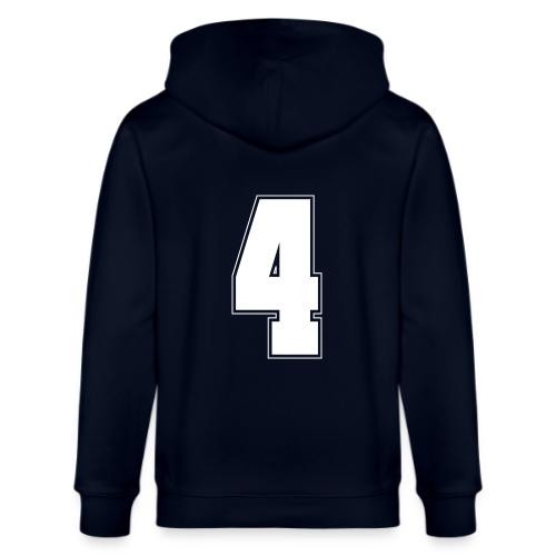 White Number 4 – Varsity Font - Stanley/Stella Cultivator Organic Zip Hoodie