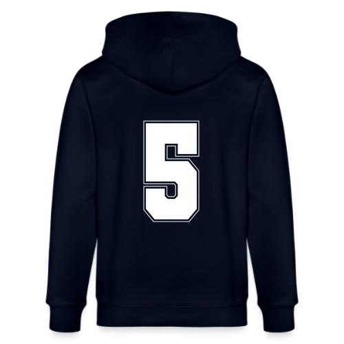 White Number 5 – Varsity Font - Stanley/Stella Cultivator Organic Zip Hoodie