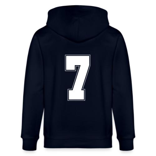 White Number 7 – Varsity Font - Stanley/Stella Cultivator Organic Zip Hoodie