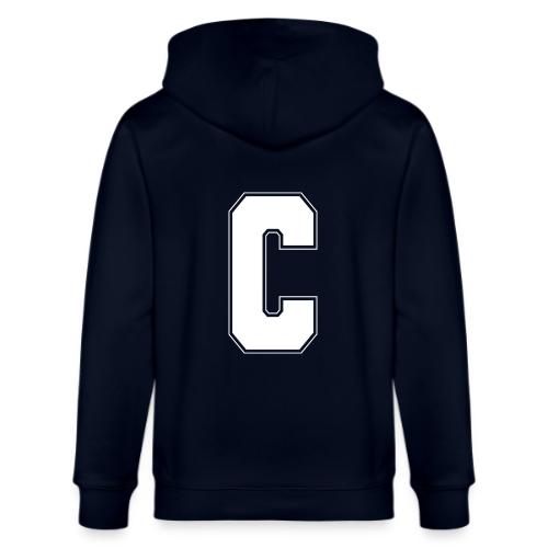 White Letter C – Varsity Alphabet Monogram - Stanley/Stella Cultivator Organic Zip Hoodie