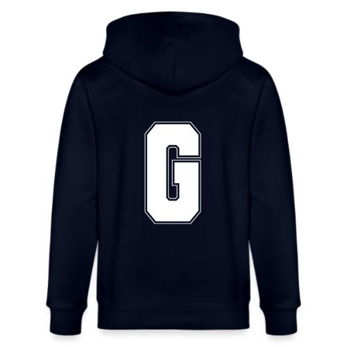 White Letter G – Varsity Alphabet Monogram - Stanley/Stella Cultivator Organic Zip Hoodie