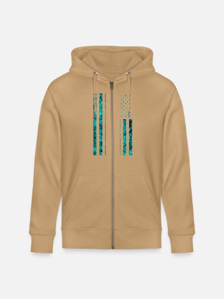 Cyan usa flag - Stanley/Stella Cultivator Organic Zip Hoodie -
