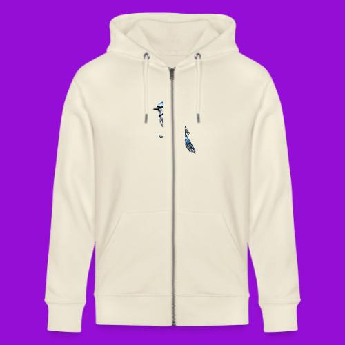 Silver Blue Jay on Perch - Stanley/Stella Cultivator Organic Zip Hoodie