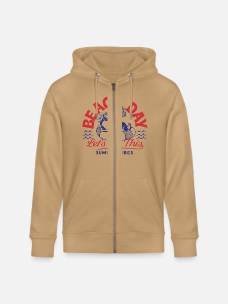Minions Phil Beach Day Summer Vibes - Stanley/Stella Cultivator Organic Zip Hoodie - natural raw