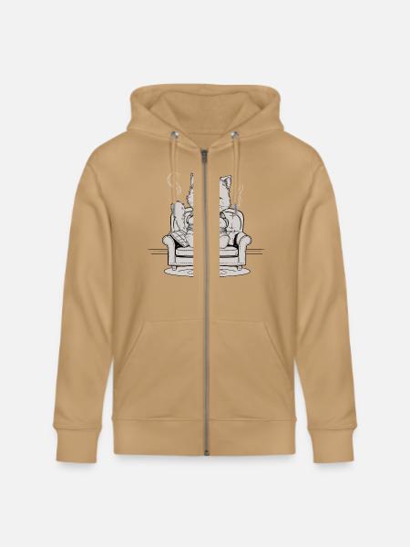 Coffee Cat In Comfy Chair - Stanley/Stella Cultivator Organic Zip Hoodie -