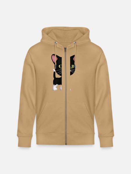 Black and White Cat - Stanley/Stella Cultivator Organic Zip Hoodie -