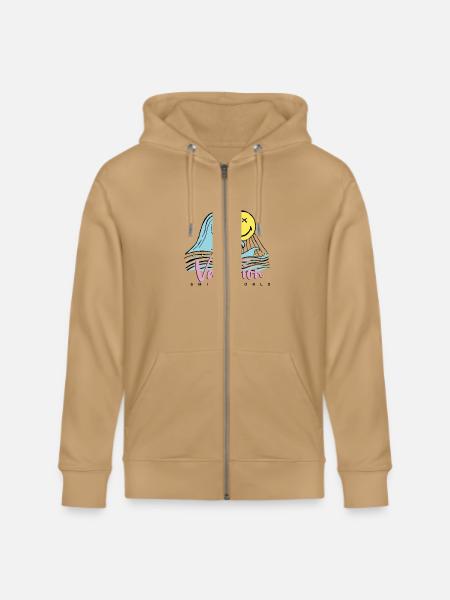 SmileyWorld Always On Vacation - Stanley/Stella Cultivator Organic Zip Hoodie - natural raw