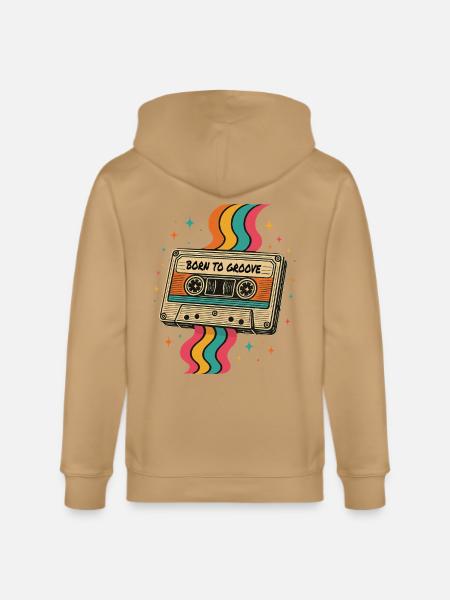 Vintage Boho Cassette Tape Design - Stanley/Stella Cultivator Organic Zip Hoodie - natural raw