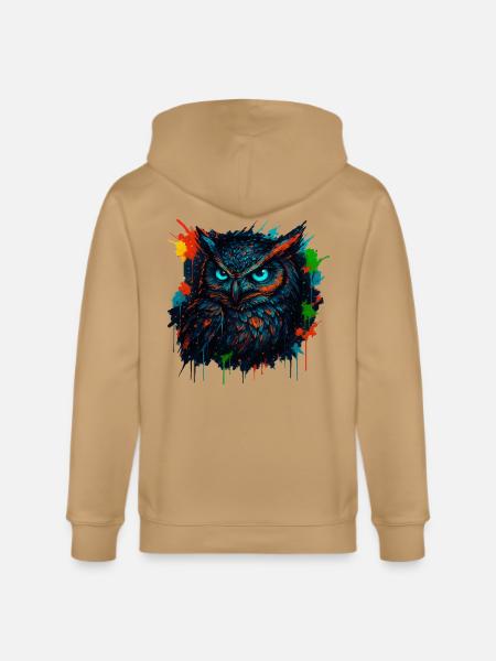 Owl Neon Splash - Stanley/Stella Cultivator Organic Zip Hoodie -
