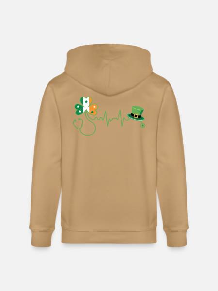 Stethoscope Shamrock Heartbeat - Stanley/Stella Cultivator Organic Zip Hoodie -
