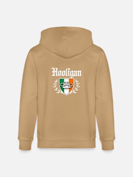Irish Hooligan Crest vintage distressed look - Stanley/Stella Cultivator Organic Zip Hoodie - natural raw
