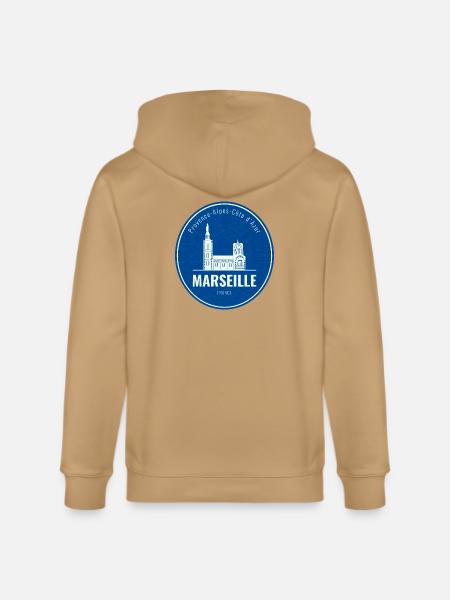 Blue Marseille Landmark Patch - Stanley/Stella Cultivator Organic Zip Hoodie - 