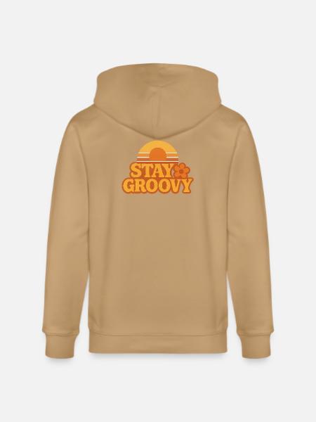Retro Sunset Stay Groovy Graphic - Stanley/Stella Cultivator Organic Zip Hoodie - natural raw