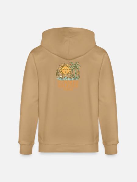 Summer Solstice Vibes Sun and Palm Design - Stanley/Stella Cultivator Organic Zip Hoodie - natural raw