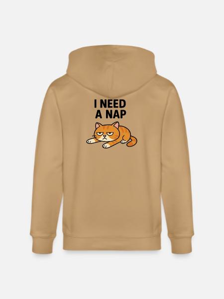 Grumpy Cat Lying Down Illustration - Stanley/Stella Cultivator Organic Zip Hoodie -