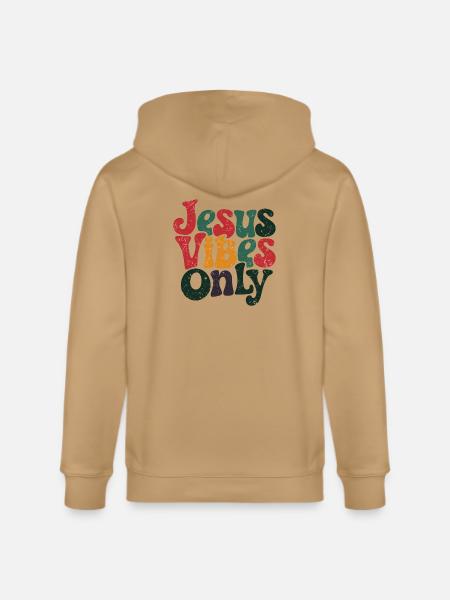 Festive Jesus Vibes Only Design - Stanley/Stella Cultivator Organic Zip Hoodie -