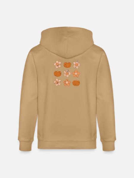 Rustic Pumpkin and Flower Pattern - Stanley/Stella Cultivator Organic Zip Hoodie -