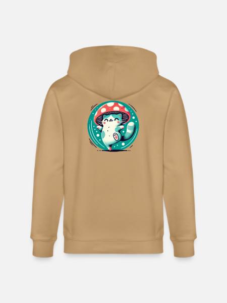 Whimsy Mushroom Hat Cat - Stanley/Stella Cultivator Organic Zip Hoodie -