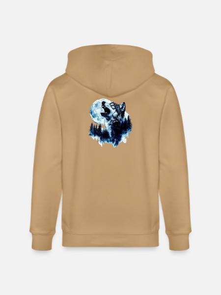 Wolf Howling at the Moon - Stanley/Stella Cultivator Organic Zip Hoodie -