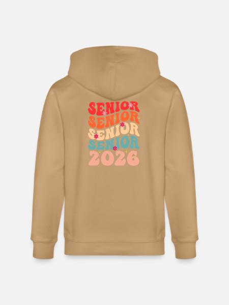 Senior Class 2026 Floral Rainbow - Stanley/Stella Cultivator Organic Zip Hoodie - natural raw