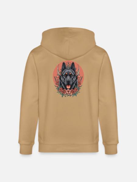 Floral Wolfdog Circle - Stanley/Stella Cultivator Organic Zip Hoodie -