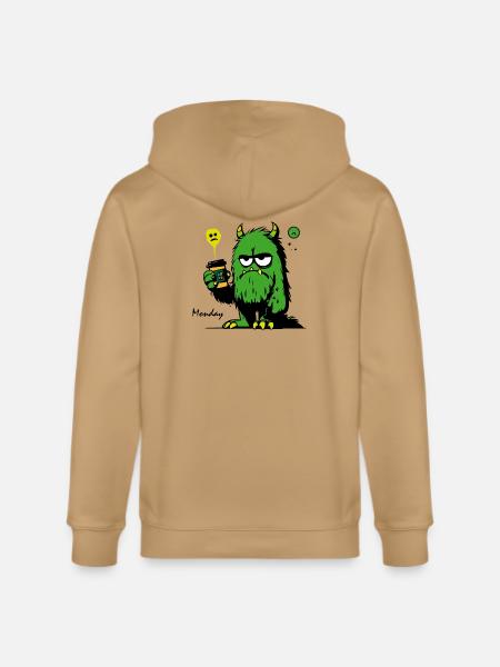 Grumpy Green Monster with Mug - Stanley/Stella Cultivator Organic Zip Hoodie -