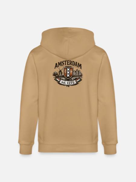 Amsterdam – Windmill & Canal Crest - Stanley/Stella Cultivator Organic Zip Hoodie -