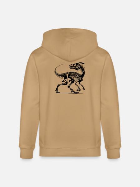 Dinosaur Raptor With Spine Bone - Stanley/Stella Cultivator Organic Zip Hoodie -