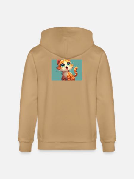 Happy Orange Tabby Kitten - Stanley/Stella Cultivator Organic Zip Hoodie -
