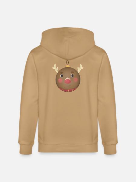 Cozy Reindeer Ornament Ball - Stanley/Stella Cultivator Organic Zip Hoodie - 