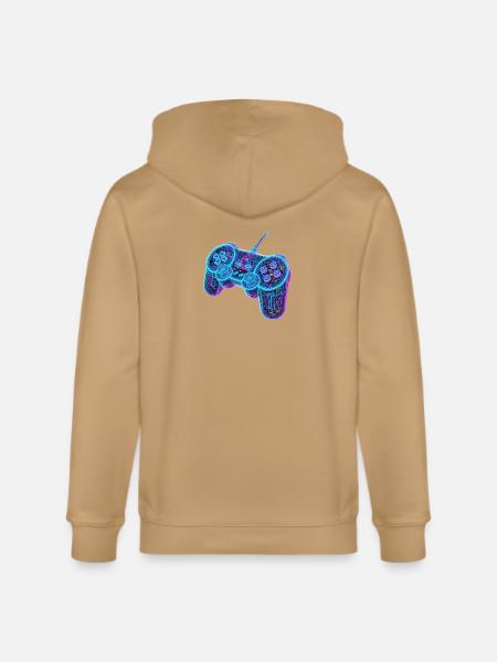 Futuristic Neon Wireframe Game Controller - Stanley/Stella Cultivator Organic Zip Hoodie -