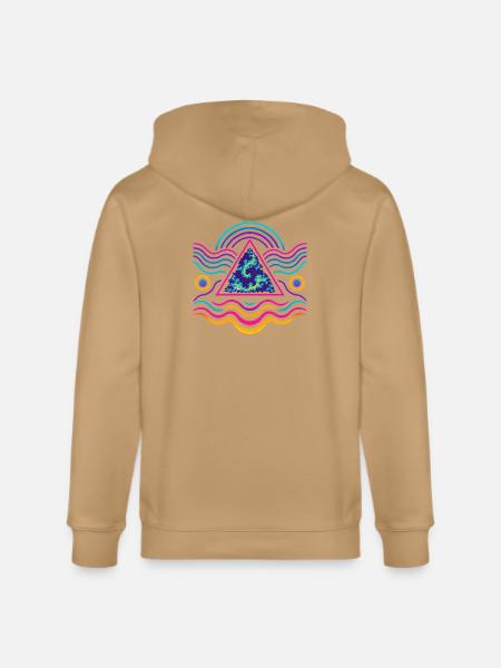 Neon Triangle Fractal Wave - Stanley/Stella Cultivator Organic Zip Hoodie -