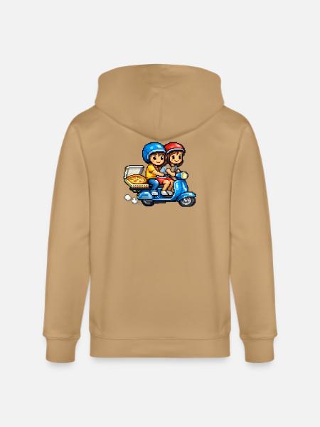 Boy and Girl on Vespa with Pizza! - Stanley/Stella Cultivator Organic Zip Hoodie - natural raw