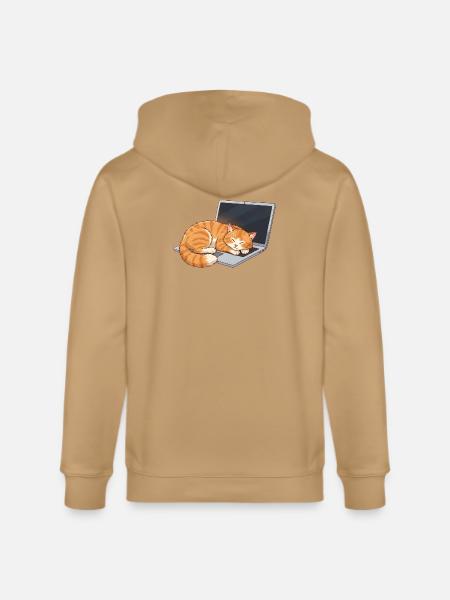 Cozy Tabby on Laptop - Stanley/Stella Cultivator Organic Zip Hoodie -