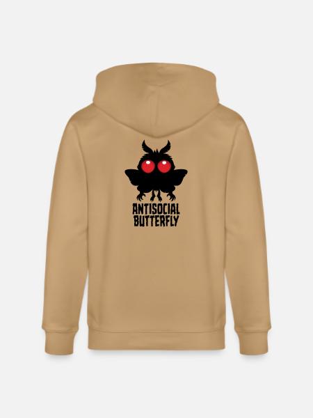 Antisocial Butterfly Mothman Cryptid - Stanley/Stella Cultivator Organic Zip Hoodie -