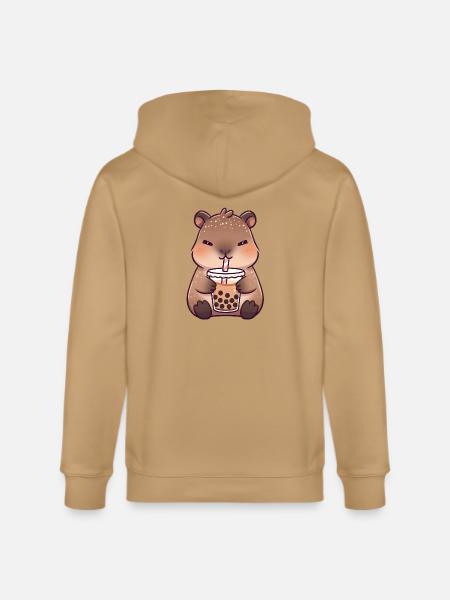 Kawaii CapybaraDrinking Milk Tea - Stanley/Stella Cultivator Organic Zip Hoodie - 