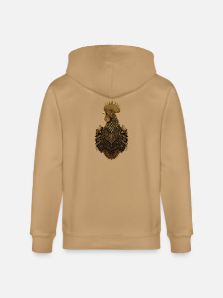 Golden ornate rooster art - Stanley/Stella Cultivator Organic Zip Hoodie -