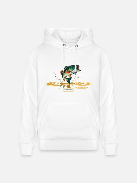 Bass Fish Splash Print - Heavyweight Unisex Hoodie CRUISER by Stanley/Stella - white