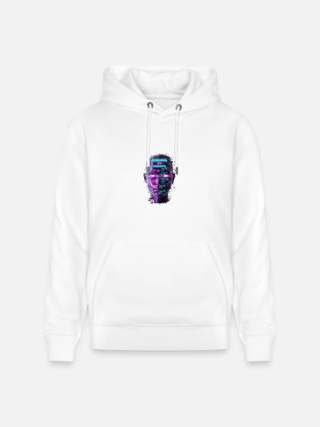 Neon Prompts AI Head - Heavyweight Unisex Hoodie CRUISER by Stanley/Stella - white